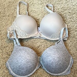 Victoria’s Secret bras size 34D PINK gray nude lace push up